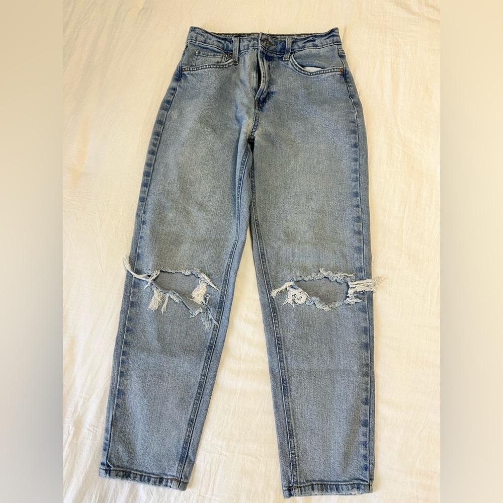 Wild Fable Medium Blue Distressed Mom Jeans